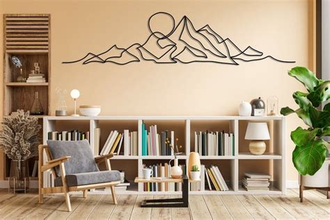 Mountain Wall Art Minimalist Metal Wall Art Mountain Range Etsy In