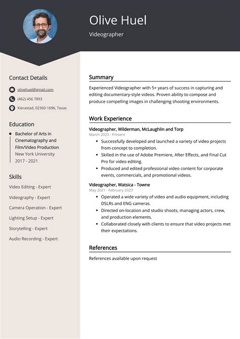 Videographer CV Examples Guide