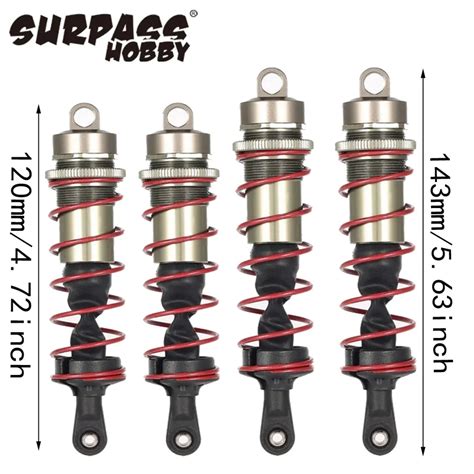 4Pcs Shock Absorber 120mm Front 140mm Rear Metal Damper Suspension For