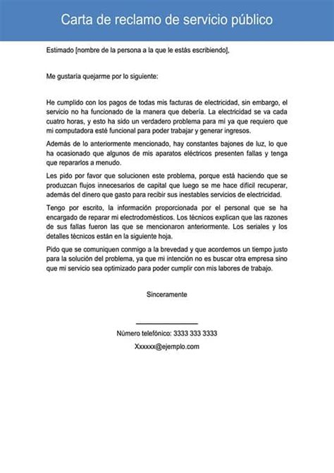 Carta De Reclamo De Servicio Público Cómo Se Hace Tipos Ejemplos Y