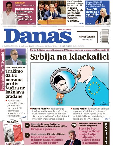 Naslovna Strana Za Februar Dnevni List Danas