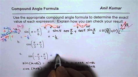 Apply Compound Angle Formula And Verify Result Using Transformation Or Identity Youtube