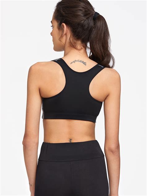 Color Block Racer Back Zipper Front Sports Bra SheIn Sheinside