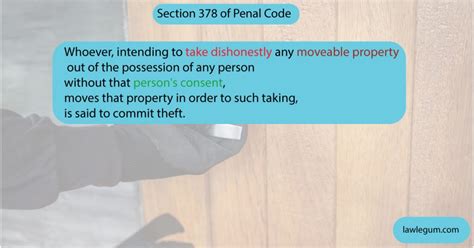 Theft IPC Section 378 Punishment For Theft Section 379 Law Legum