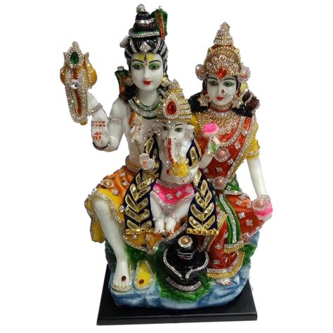 Multicolor Marble Dust Decorative Shiv Parivar Statue Sizedimension