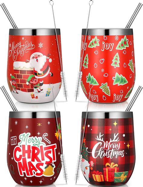 Amazon Umigy Pcs Christmas Wine Tumbler With Straw Lid And