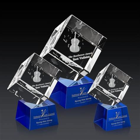 Awards And Trophies Burrill 3D Blue On Robson Base Square Cube Cry