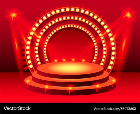 Round Red Stage Podium With Lighting Royalty Free Vector