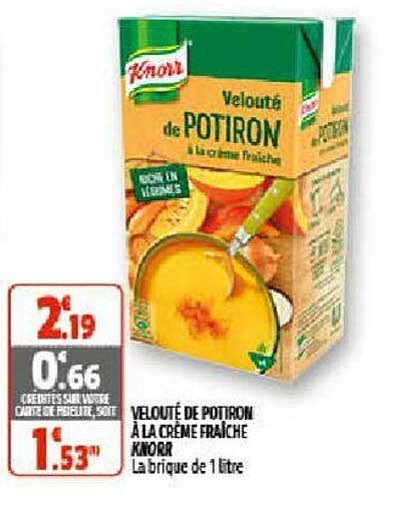 Promo Velout De Potiron La Cr Me Fra Che Knorr Chez Coccinelle