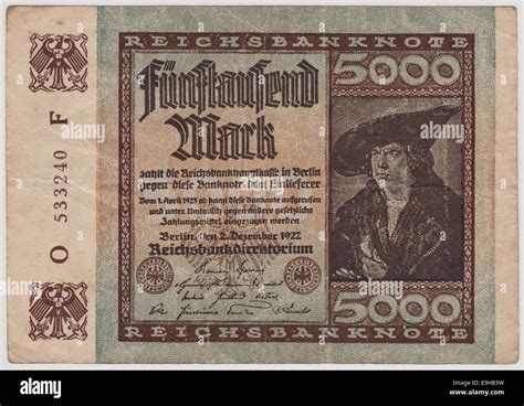 Historische Banknoten Mark Vorne Reichsbanknote Aus Dem Jahr