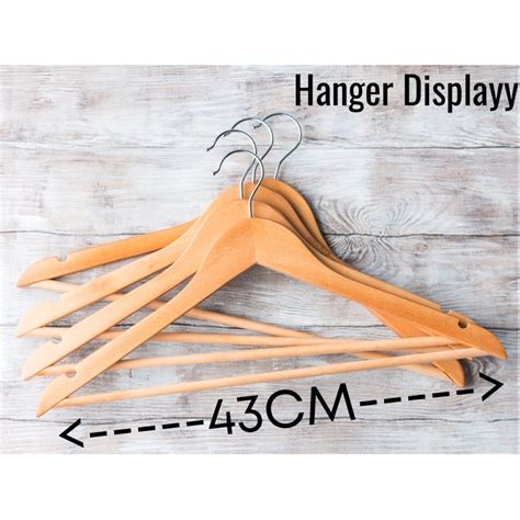 Jual Hanger Kayu Palang Dewasa Wood Warna Natural Gantungan Baju