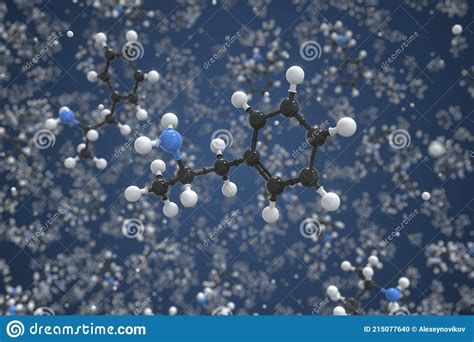 Amphetamine Molecule Ball And Stick Molecular Model Chemistry Related 3d Rendering Stock