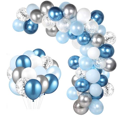 Buy 104pc Blue Balloon Arch Garland Kit Blue and Silver Balloons Navy ...