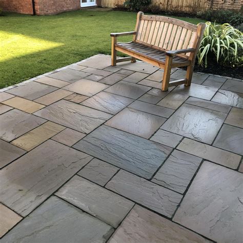 Raj Green Indian Sandstone Paving Patio Slabs Packs 22mm Stone Paving