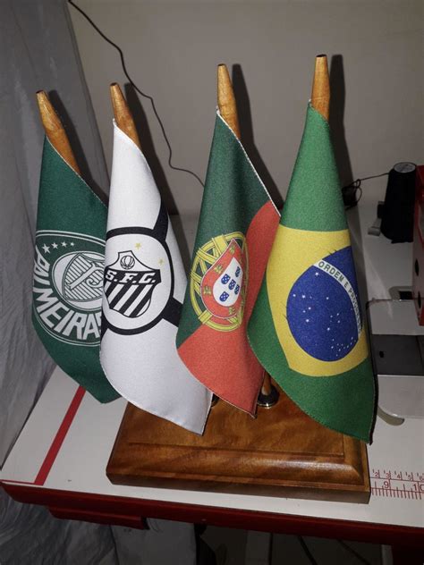 Bandeira De Mesa Personalizada Luxo Mastro No Elo Protegem Sk