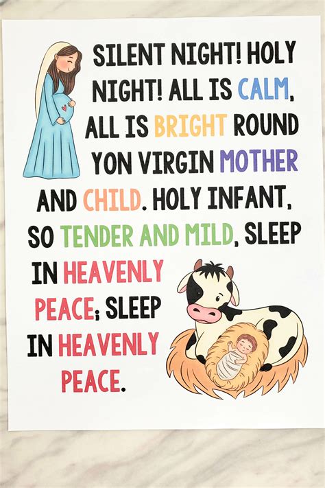 Silent Night Flip Chart & Lyrics - Primary Singing