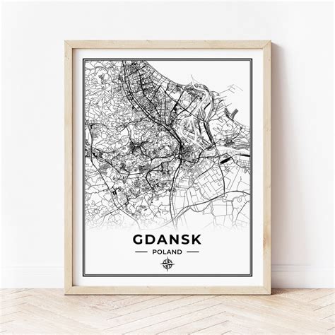 Gdansk Map Print Map of Gdansk Poland Digital Download - Etsy