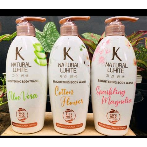 Jual K Natural White Body Wash Cotton Flower Pump 500ml Shopee Indonesia