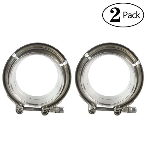 POWERWORKS 2X 3 Inch Stainless Steel V Band Bolt Clamp With 2 Pcs Male