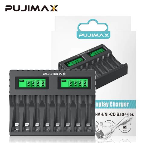 Pujimax 8 Slot Battery Charger With Lcd Display Smart Intelligent For Aaaaa Nicd Nimh