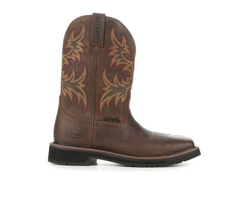 Mens Justin Boots Se4682 Stampede Steel Toe Cowboy Boots Shoe Carnival