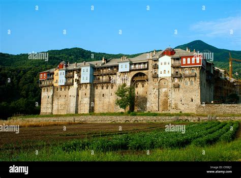 Monastery Iviron On Mount Athos Chalkidiki Greece Stock Photo Alamy