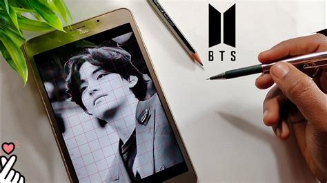 Bts Drawing V Kim Taehyung How To Draw V Bts Step By Step Outline Tutorial Pencil Sketch