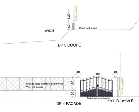 Plan De Facade Et De Coupe Cloture Cloture D Claration Dessinateur