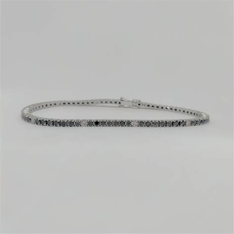 Bracciale Tennis Oro Bianco 18 Kt Con Diamanti Neri Taglio Brillante Ct