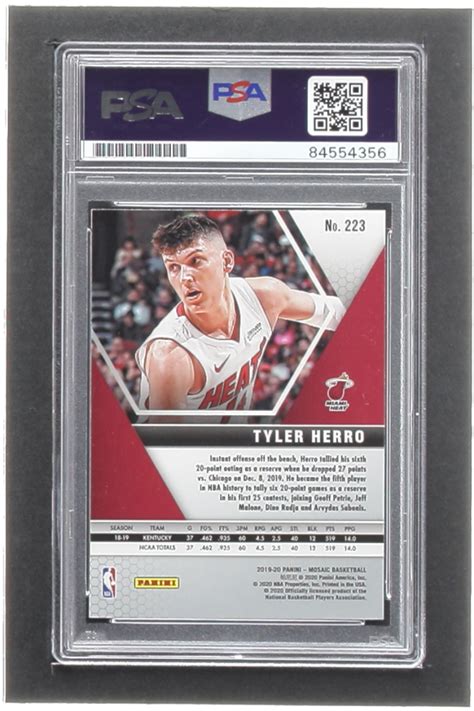 Tyler Herro Signed 2019 20 Panini Mosaic 223 RC PSA Pristine Auction