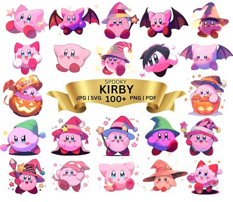 KIRBY SVG Halloween Svg Kirby Spooky Svg Kirby Witches Hat Emo