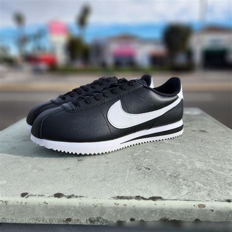 nike cortez black white private sneakers