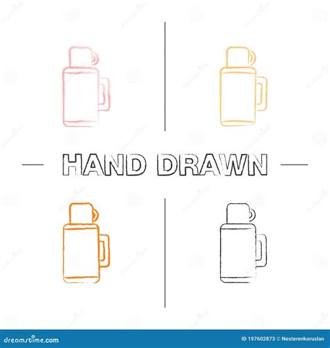 Thermos Hand Drawn Icons Set Stock Vector Illustration Of Design Doodle 197602873