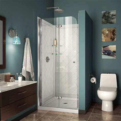 Dreamline Aqua Fold 36 Inch D X 36 Inch W Bi Fold Shower Door In Chrome With White Acrylic