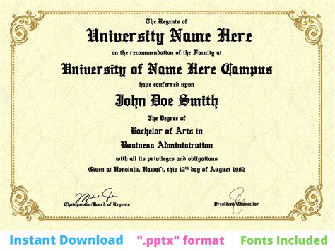 Diploma Template Power Point 85x11 Etsy