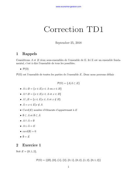 Td Exercices Corrig S De Probabilit Corrig S Correction Td