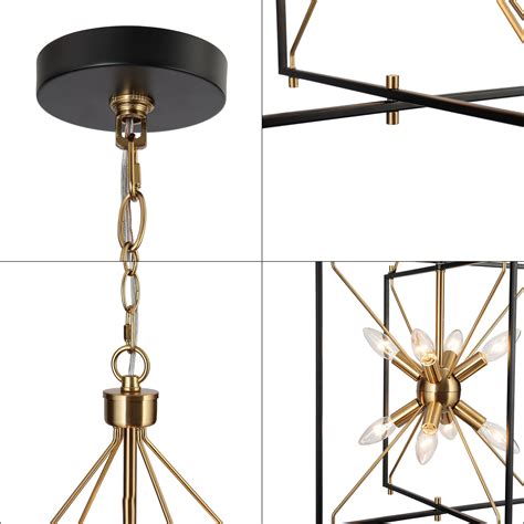 Durent Lighting Modern Chandelier Light Fixture 8 Light Gold And Black