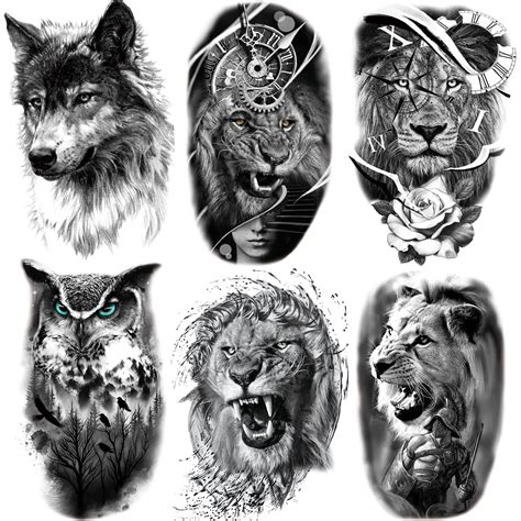 Buy 6 Sheets 3D Animal Temporary Tattoos for Women Men, Waterproof Fake ...