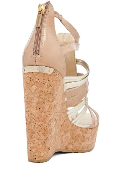 Jimmy Choo Pekabo Cork Wedge Sandal In Nude FWRD