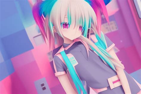 Anime Pastel Punk Chromatic Uni 3d Blendr Cute Kawaii Japanese Aesthetic Realistic Cgi