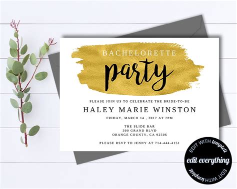 Printable Bachelorette Party Invitation Template Printable Bachelorette ...