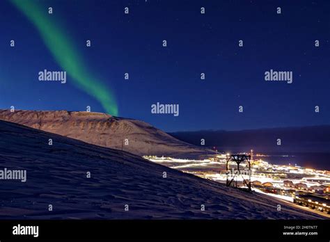 Dark winter season on Svalbard with polar night and northern lights ...