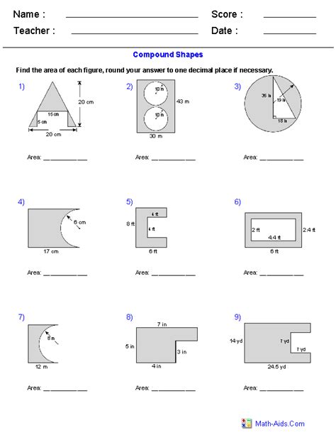 Composite Area And Perimeter Worksheet