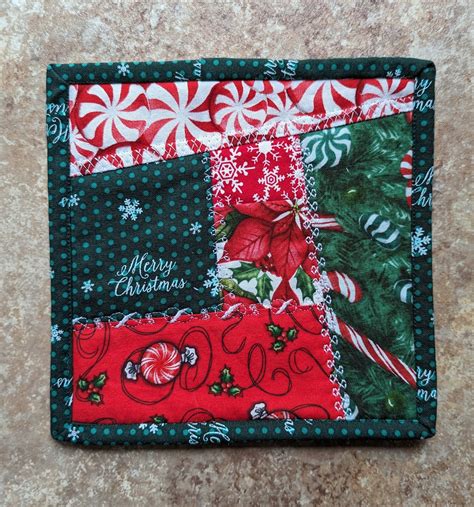 Two Christmas Mug Rugs Quilted Holiday Snack Mats Quilted - Etsy