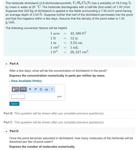 Solved The Herbicide Dichlobenil 26 Dichlorobenzonitrile
