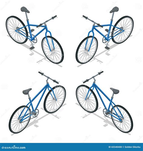 Bicycle Vector Isometric Illustration New Bicycle Isolated On A White