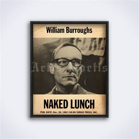 Printable William Burroughs Naked Lunch Novel 1962 Promo Poster