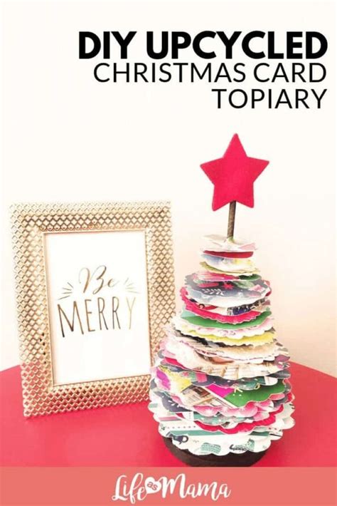 Diy Upcycled Christmas Card Topiary