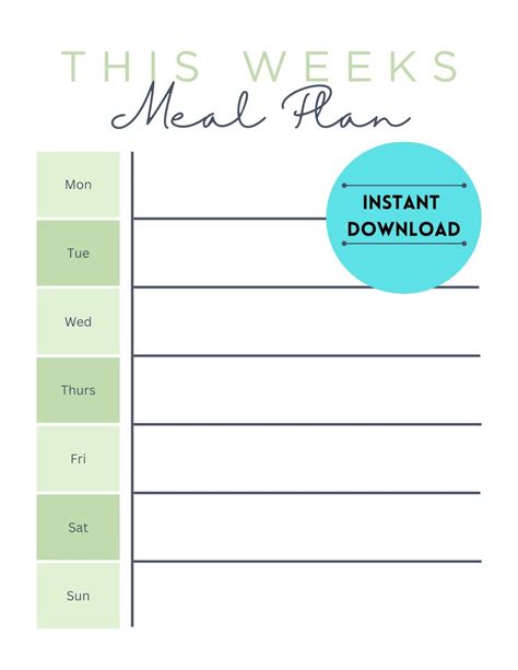 Weekly Meal Planner Etsy