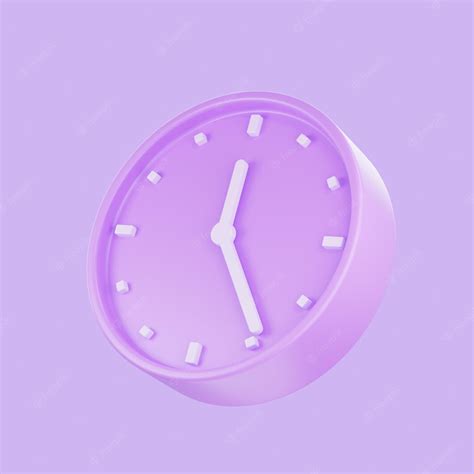 Premium Psd 3d Render Purple Pastel Color Alarm Clock 3d Circle Clock